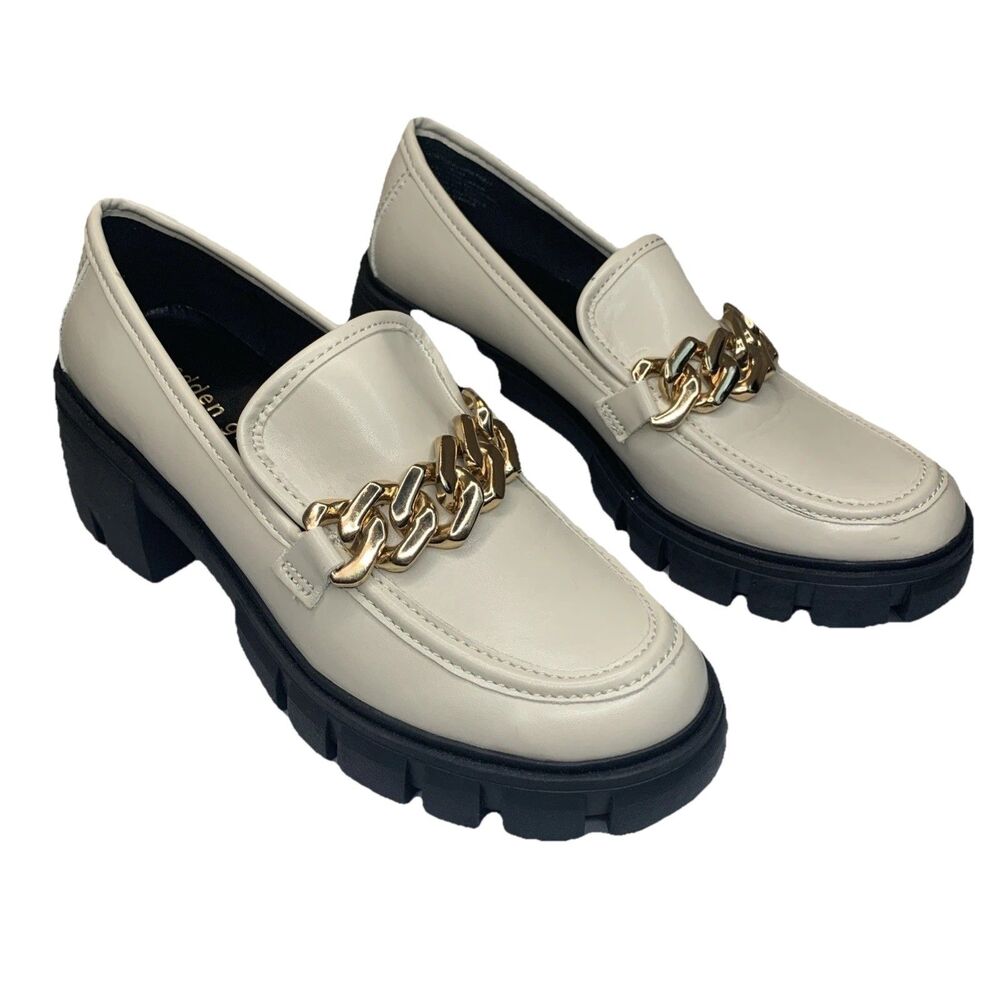 Madden Girl Hoxtonn Loafers Chunky White Platform Chain - Women's 8.5